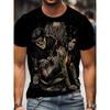 European Sizes Men'S T-Shirt with Skull and Beauty Print, Short Sleeve Casual Top for Big and Tall Men, Summer Fashionable Outdoor Sports Shirt