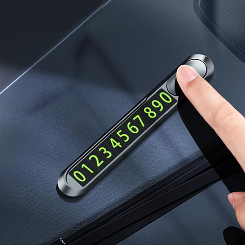 Temporary Parking Card Phone Number Card Car Sticker Car Accessories Luminous Metal Alloy Phone Number Car Sticker Hidden
