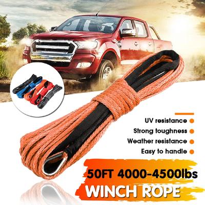 Corde de Treuil 15m 7700Lbs Corde Câble Avec Gaine Corde de Remorquage Synthétique Corde d'Entretien pour Lavage de Voiture pour UTV Tout-Terrain