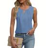 Summer New Solid Color Pleated T-Shirt Chiffon Vest Hollowed Out Sleeveless Top