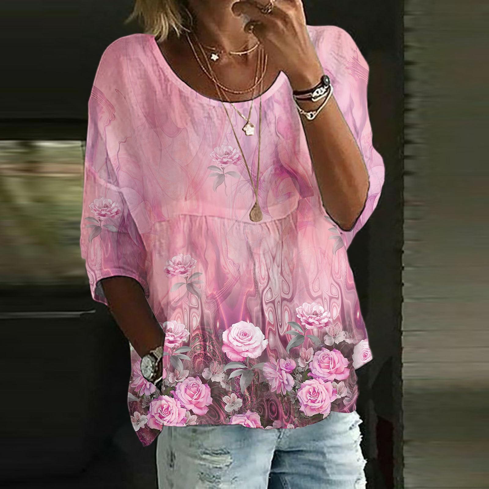 

Льняные рубашки для женщин с рукавом 3/4 на пуговицах с круглым вырезом летние топы нарядные повседневные милые рубашки S