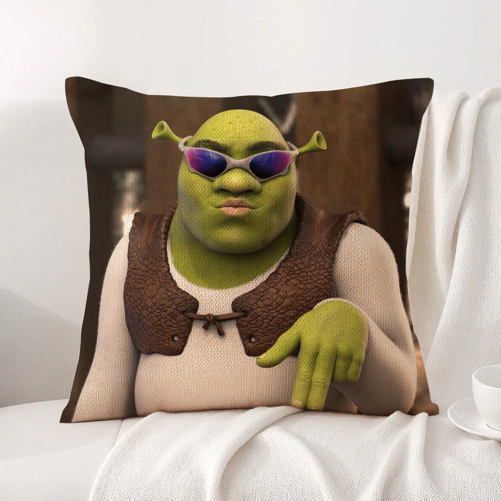 Funny Cartoon S-Shreks Pillow Case Natural Linen Organic Fabric Double-Sided Printing Breathable Perfect For Home Decor