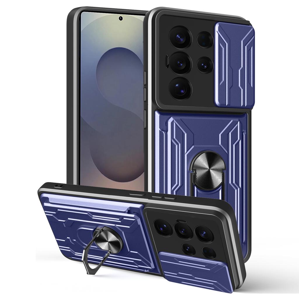 For Samsung Galaxy S25 Ultra Case PC+TPU Kickstand Phone Back Cover with Camera Slider