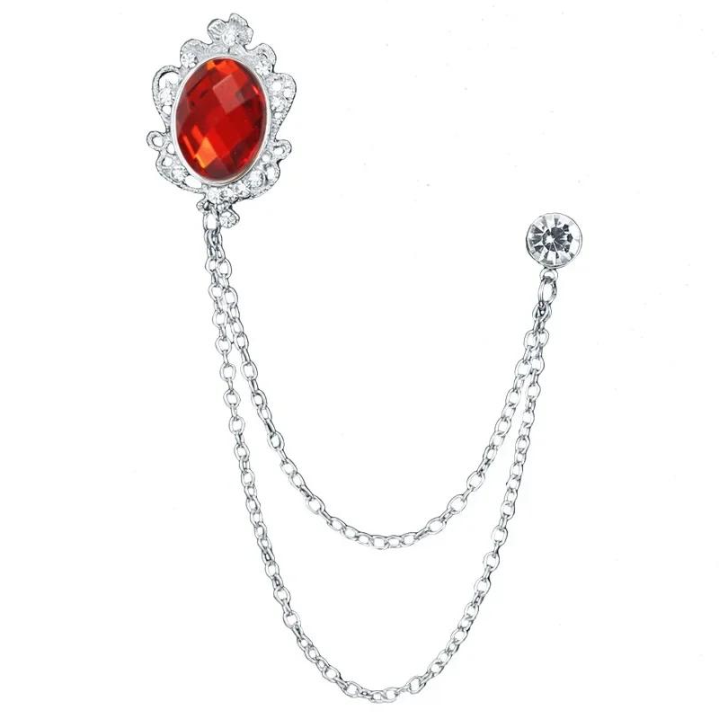 i-Remiel Fashion New Crystal Tassel Chain Brooches Personality Suit Badge Dress Corsage Brooch Jewelry Luxury Men Accessories