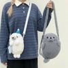 Fashion Soft Fluffy Cute Seal Shoulder Bag Cartoon Adjustable Straps Phone Bag Lightweight Fabric Handbag Women's Accessories