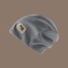 Thickened Plush Beanies Hats Coldproof Letter Pullover Hats Solid Color Warm Cap  Outdoor