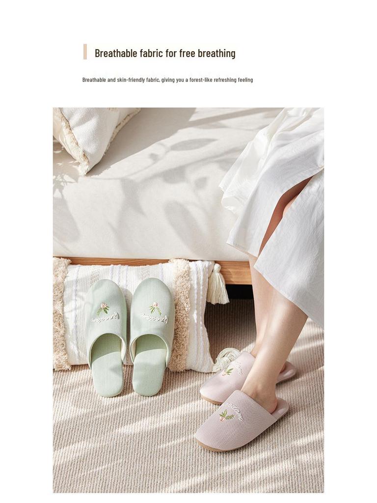 Women's Indoor Cotton Slippers - Soft, Non-Slip, Silent Footwear for Spring & Autumn