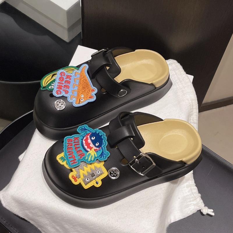 

Funny cartoon monster cool slippers women s summer age reduction cute bag head slippers wear light small hole shoes 35-36 чёрный