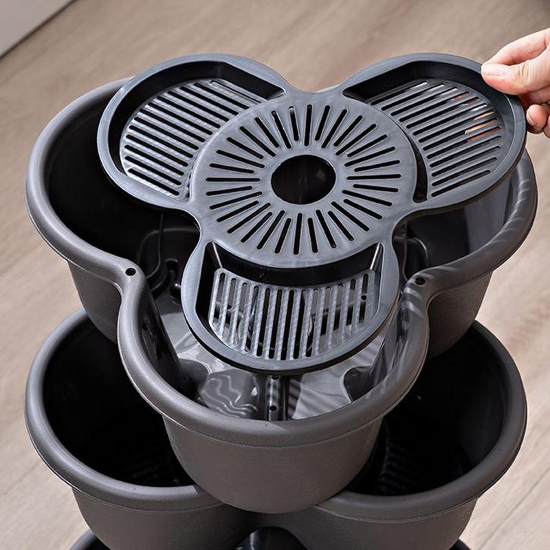 3 Tiers Vertical Tower Stackable Pot Strawberry Planter Tower for Home Garden Herb Flower Vegetable Cultivation Flower Pot 4pcs