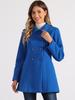 Allegra K Women's Double-Breasted Trench Coat with Round Collar, Long Sleeves, and Cold Weather Protection for Fall and Winter, Indigo Blue, Size S