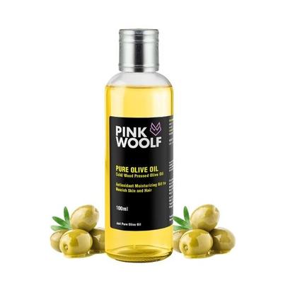 Pink Woolf Olive Oil for Hair & Skin | Light & Quick-Absorbing | Ideal for Body Massage and Skin Nourishment | Pack of 1