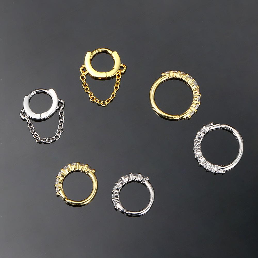 1 pz Orecchini a Cerchio Helix Daith Tragus Y2k per Donne Ragazze Colore Oro Zirconia Orecchino Cartilagine Nuovo Gioiello da Ragazza