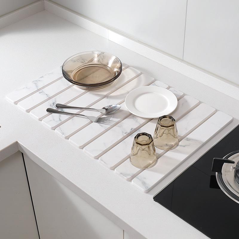 Diatomaceous Earth Water Absorption Mat for Kitchen & Bathroom - Drying & Draining Mat Coaster
