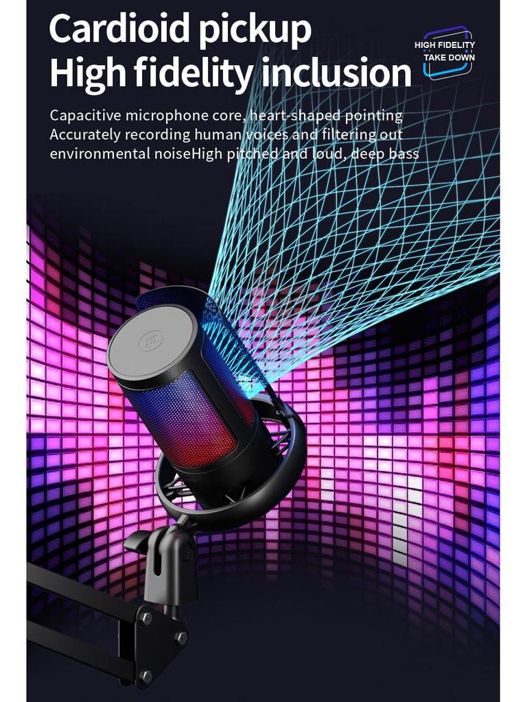 RGB USB Desktop-Mikrofon für Live-Streaming und Aufnahme
