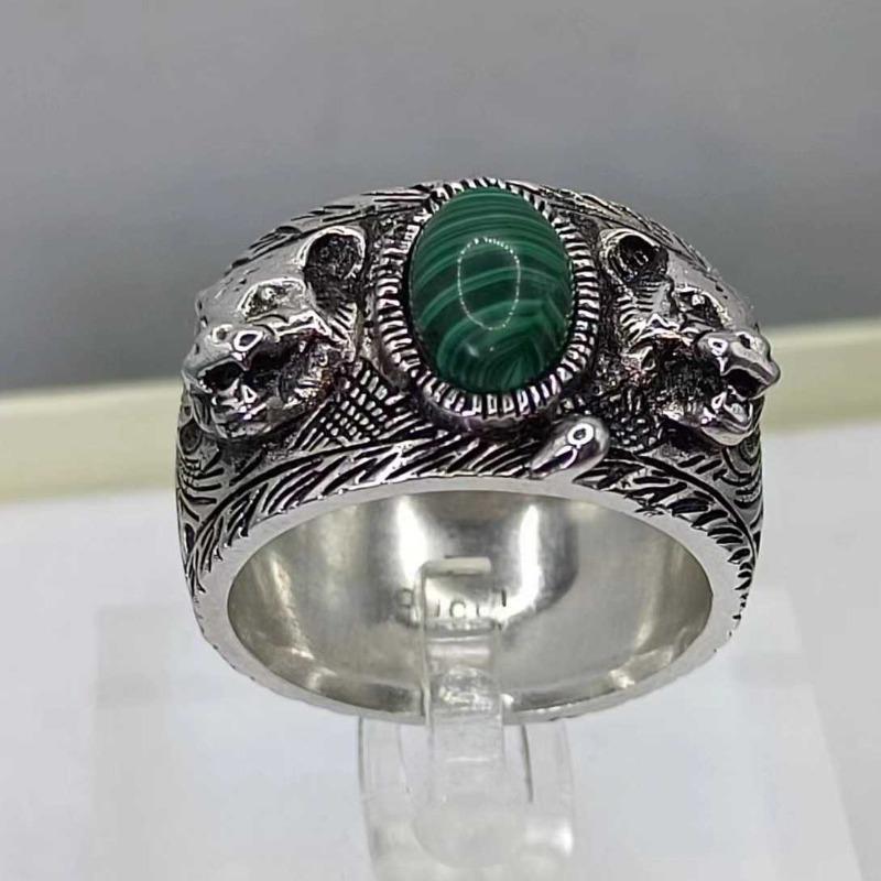 Sace Gems The Tiger Head 6*9mm Malachite Bărbați Inel 925 Sterling Silver Bijuterii fine Cadou de logodnă de nuntă