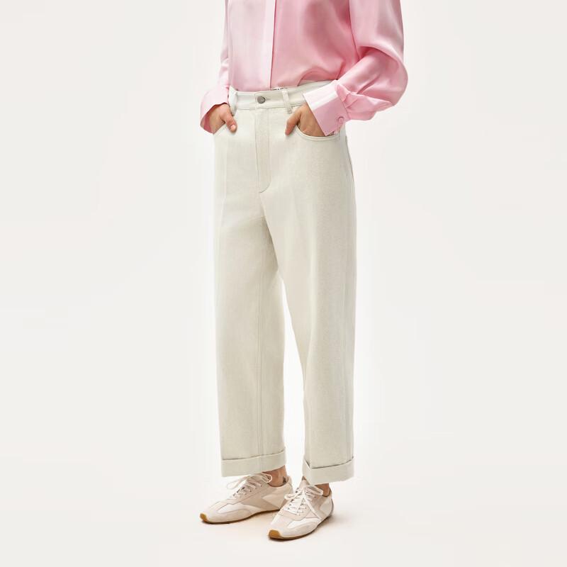 

LESS Men s Cotton Linen Blend Twill Cropped Trousers S