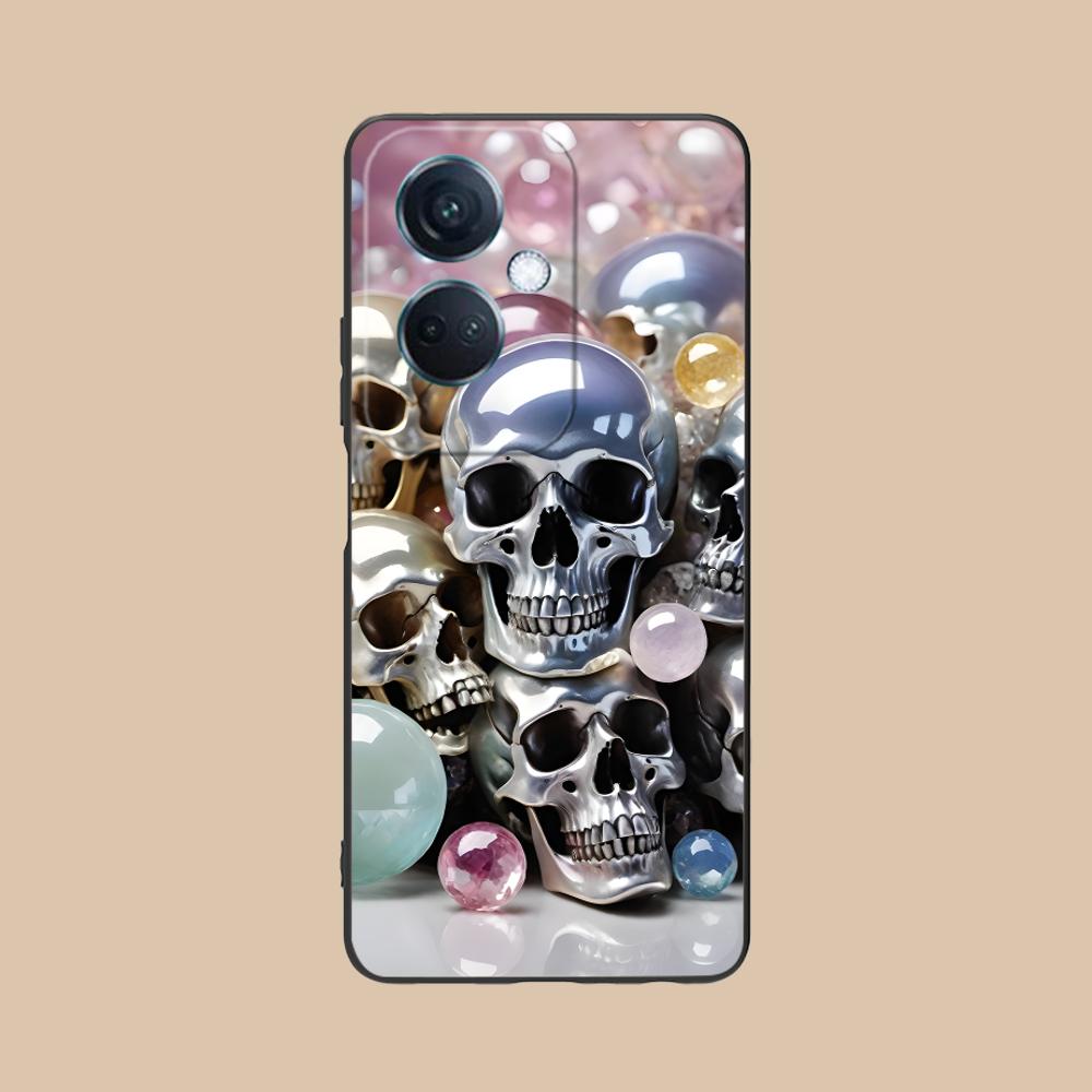 

Silver Skull Matte TPU Mobile Phone Case for OPPO Reno 14 13 12 11 10 9 8 7 6 5 F T Pro 5G Colorful Printing Cover OPPO Reno5 5G