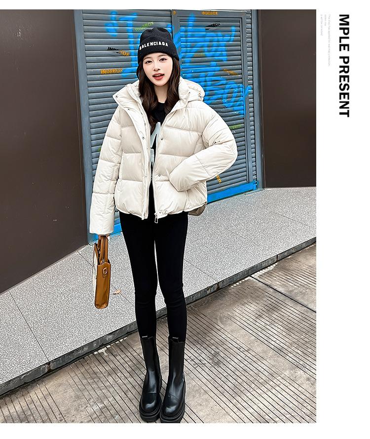 Dámská krátká větruodolná zateplená zimní bunda s kapucí a raglánovými rukávy