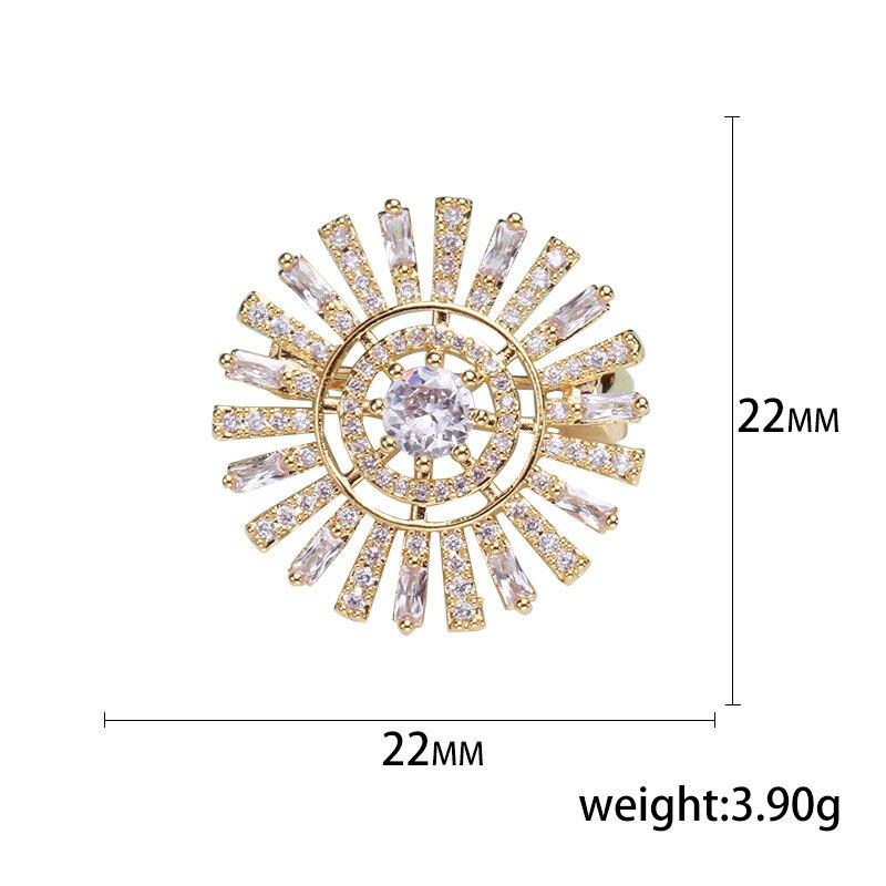 Blucome Gold Color Sunflower Shape Brooch Fashion All-match Suit Corsage Collar Pin Women Cloth Suit Jewelry