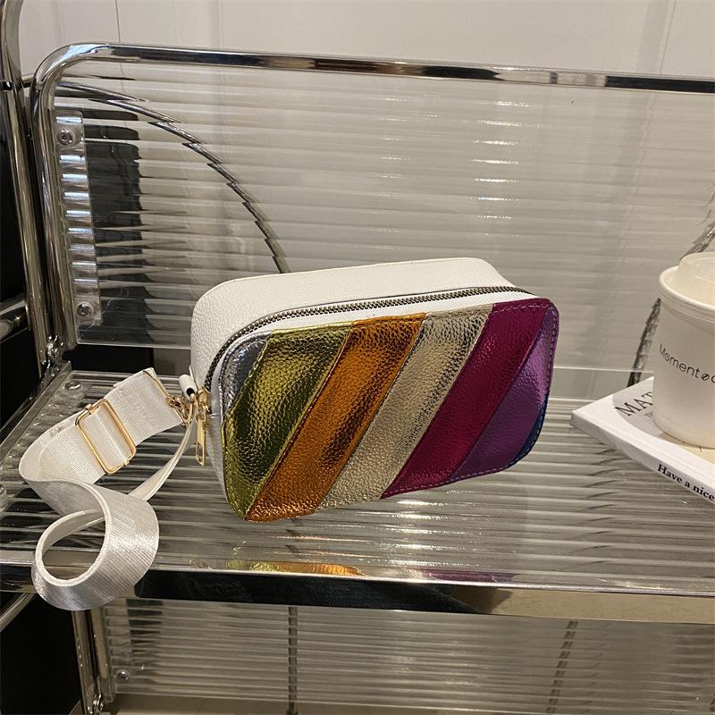 

Пэчворк Женские Сумки Через Плечо Кроссбоди Модный Квадратный Дизайн Маленький Кошелек и Сумка Шоппинг Тренд Сумка AVE 19.5x7x11.5cm белый