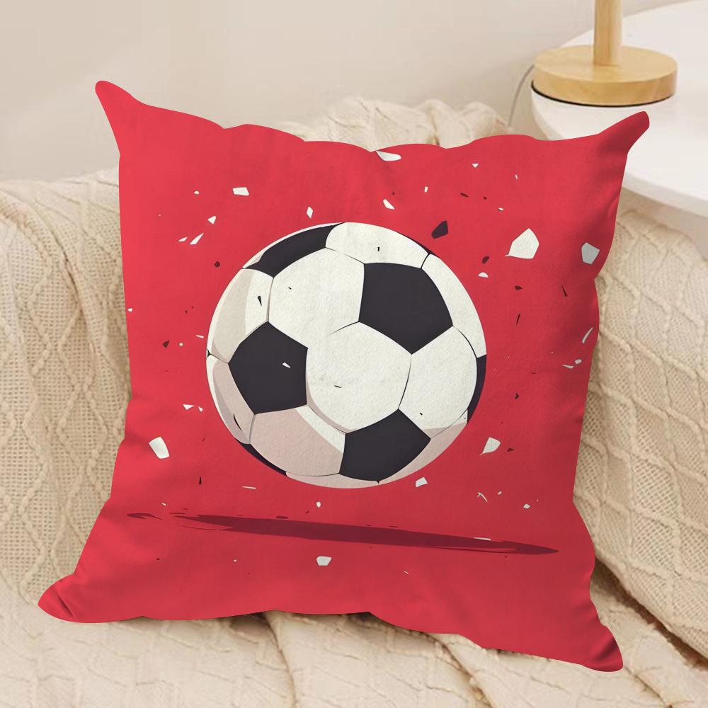 Classic Football Cushion Cover Soft Plush Fabric Double-Sided Printed Sofa Cushion Cover for All Seasons Home Decor Gift