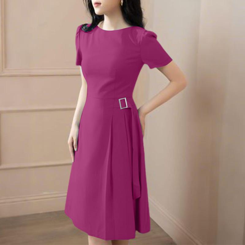 

ZANZEA Женское повседневное летнее платье с круглым вырезом и коротким рукавом 3XL кларет