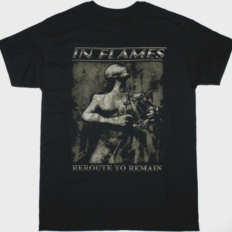 Vtg IN FLAMES REROUTE TO REMAIN Cotton Black All Size T Shirt For Men TU358 XXL
