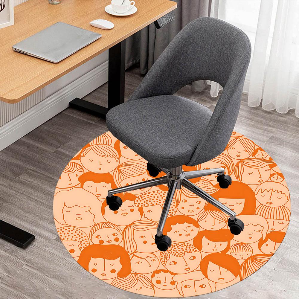 1pc Faces Pattern Round Chair Mat Area Rug - Non-Slip, Floor Mat for Office, Bedroom, and Indoor Decor C1125387