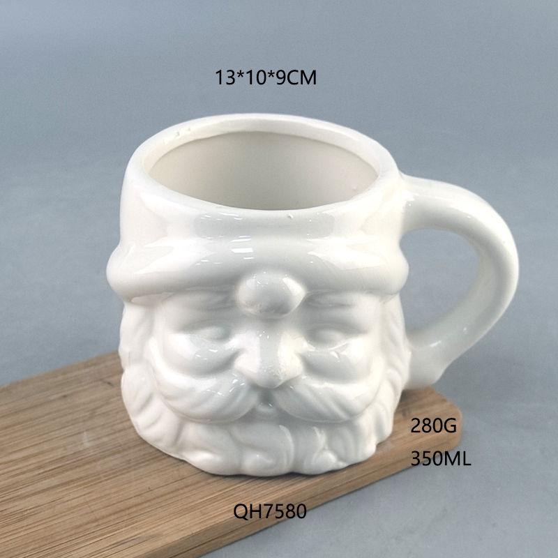Pure white ceramic Christmas husband ceramic mug creative face ceramic water cup high value cup 301-400ml