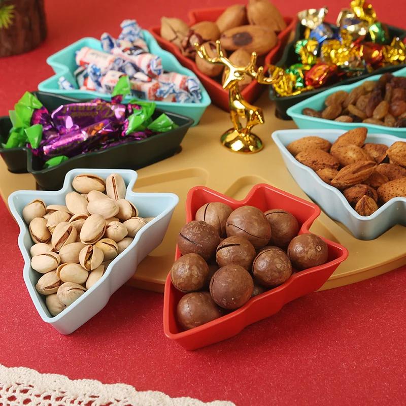 5/8 Grid Christmas tree fruit plate Christmas home dry fruit plate snack plate fruit plate living room creative high value