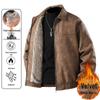 Men's Fleece-Lined Leather Jacket: Warm, Windproof, Versatile Winter Coat with Turn-Down Collar