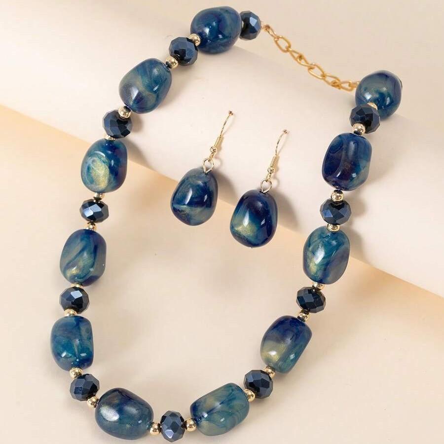 Acrylic Necklace for Women Chunky Beaded Boho Irregular Choker