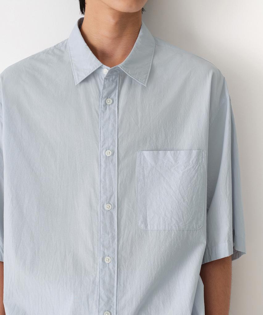 MUSINSA STANDARD Relaxed Micro Seersucker Short Sleeve Shirt [Sky Blue]