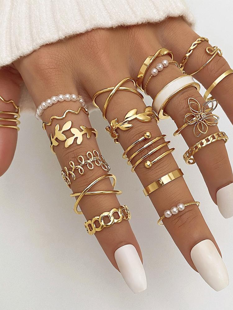 28er Mode Ring Set für Damen Herzförmiges Design Geometrisches Böhmisches Element Akzentring Tägliches Tragen Dating Party Schmuck 2026
