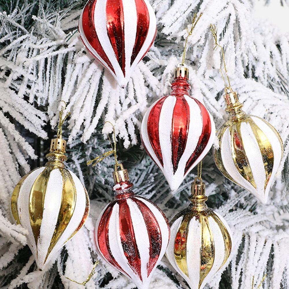 6 Stück Mini Galvanisierte Hängekugeln Kunststoff Frohe Weihnachten Baumschmuck Happy New Year Dekoration