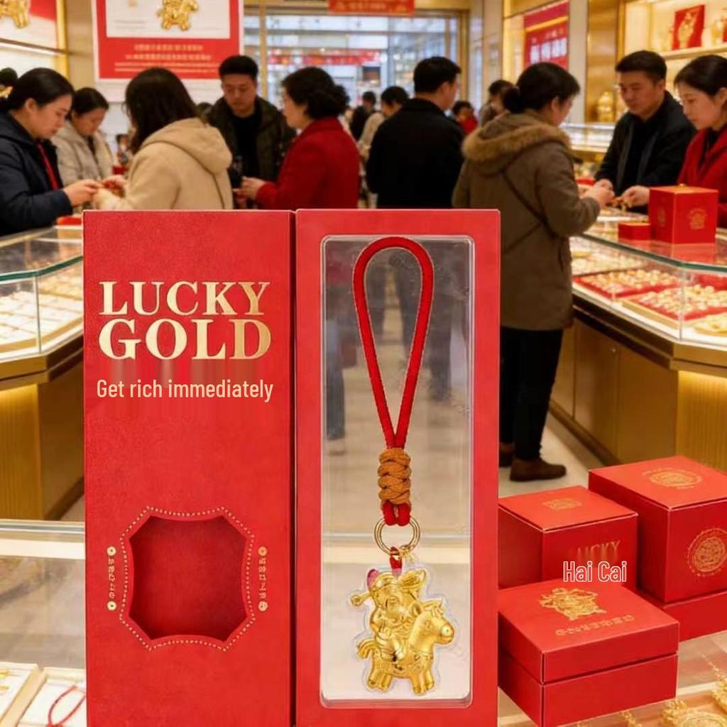 Instant Wealth Pure Gold Keychain: Cute Cultural Creative Pendant Gift