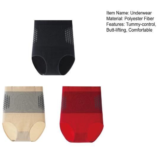 3Pcs Firm Shaping Shorts High-Waisted Micro-Particle Tummy-control Pants Seamless Sculpting Butt-lifting Underwear Fat-Burn Thermal Yoga Pants for