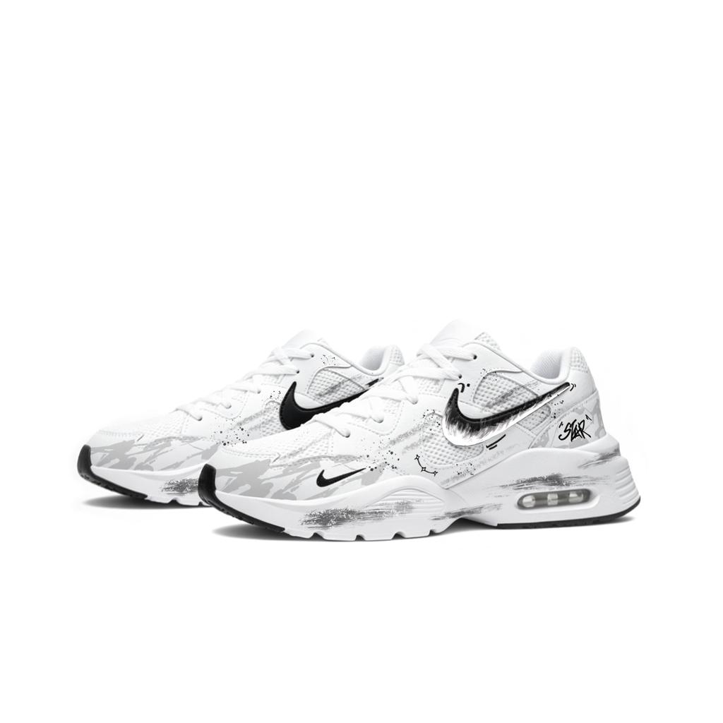 Nike Air Max Fusion Cushioning Abrasion Resistant Low top Running Shoes Men's Black White CJ1670-102(Team2179-)