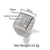 Hip-hop retro big square ring copper inlaid zircon fashion personality trendy man ring