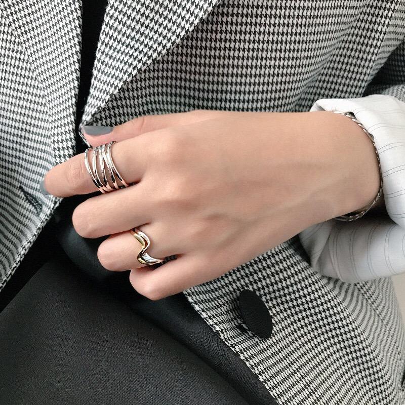 925 Sterling Silver Open Ring Simple Finger Rings For Women Wide Face Drawing Ladies Ring Fashion Jewelry Wholesale