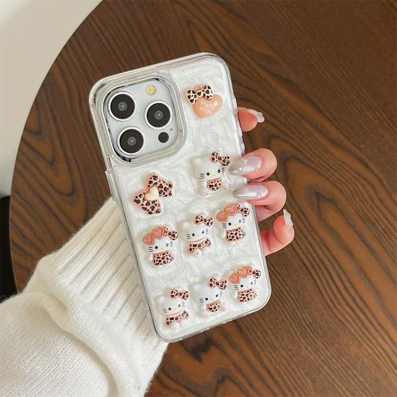 

Epoxy Glitter Cartoon Kt Cat Mobile Phone Case For Iphone17Promax Cute Apple 16 Girl Heart 15 Soft iPhone 17Promax