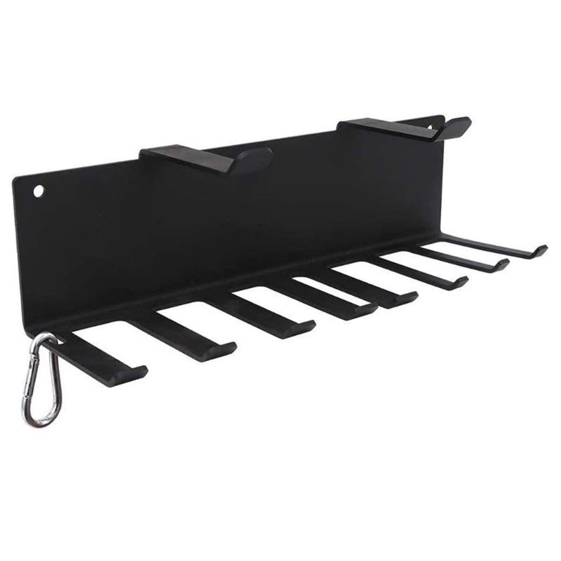 Effective Double Level Fitness Accessories Shelf With 8 Hook 2 Support for Exercise Gear Organization