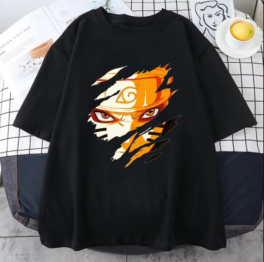 Cotton Top Japanese Anime Naruto Tshirt Graphic Boys Tshirt Shortsleeved Top Sasuke Childrens Clothes Comic Merchandise