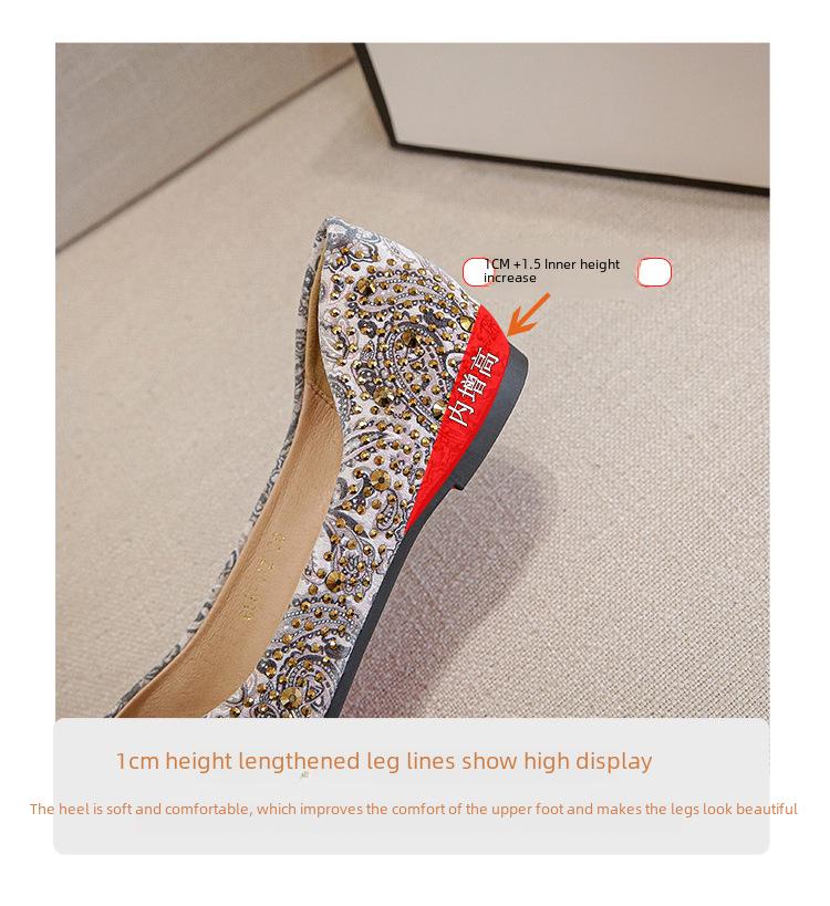 Damskor i etnisk stil med strass, Ny 2025 Vår/Höst-kollektion, Stora storlekar 41-43, Design med platt botten.