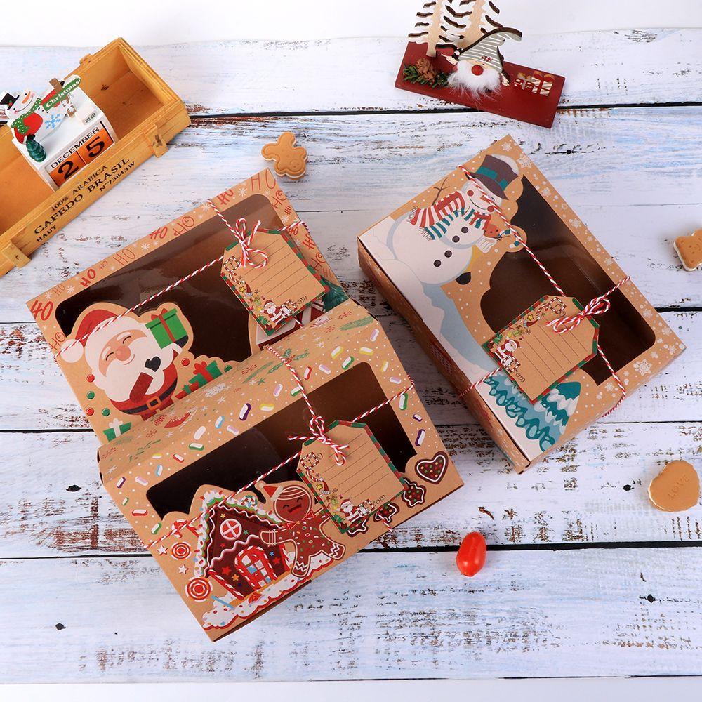 Decoration Gift Bag Christmas Candy Bags Cookie Package Xmas Gift Boxes Kraft Paper Candy Boxes