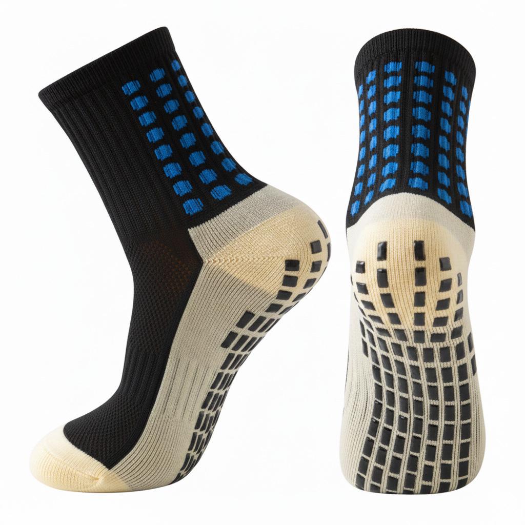 Unisex Anti-Slip Breathable Mid-Calf Football Socks with Moisture-Wicking Terry Sport Bottom
