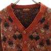 60er 70er Vintage Argyle Muster Langarm Mohair Strickjacke Orange Herren Gebraucht
