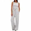 New Sleeveless Round Neck Ruffled Back Vest High Waist Fashion Wide Leg Pants