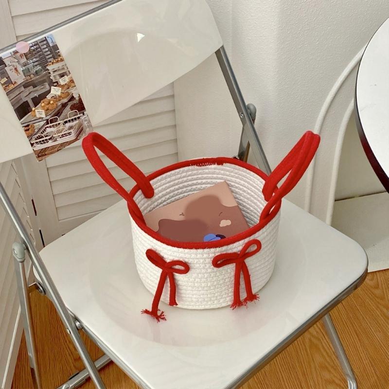 Large Capacity Cotton Rope Basket for Organizing Home Office Supplies Large Capacity Snacks Organizer Bedroom Decoration