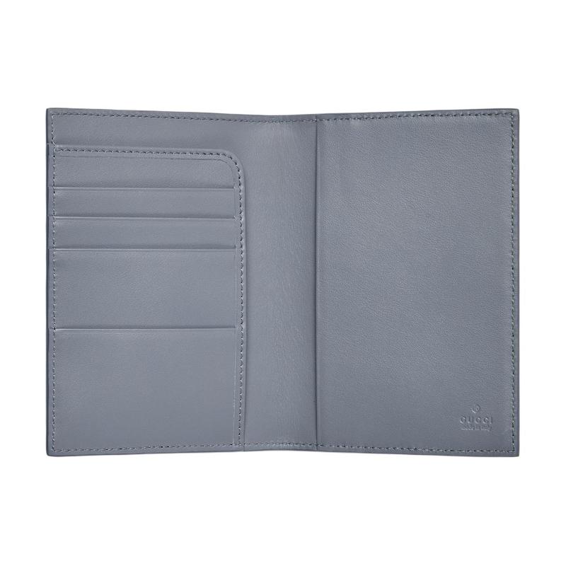 Gucci GG Supreme Passport Holder with Ceramic Effect Leather Card Holder Women's Dark Blue